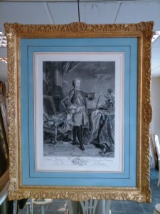 gravure ancienne encadrÃ©e en lavis avec cadre de style Louis XIV